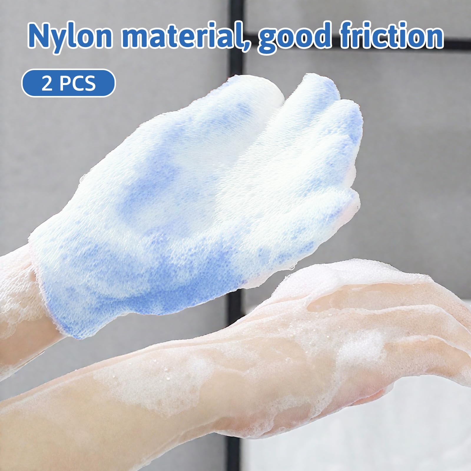 Gąbka do kąpieli peelingująca, 4 sztuki, ultra miękka gąbka do kąpieli, delikatny peeling, z rękawiczkami kąpielowymi i 4 haczykami, peeling wielokrotnego użytku, dla dorosłych, dzieci i kobiet