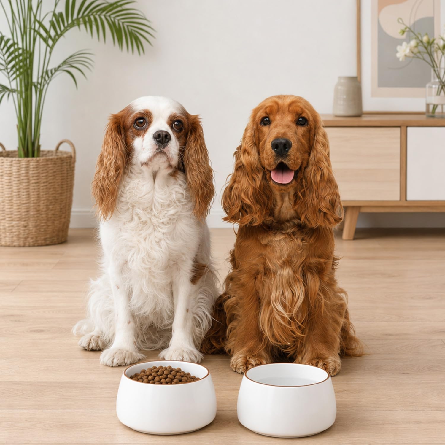 2 Stück 1050 ml Langohr-Hundenapf, Keramik-Wassernäpfe für Spaniel Cocker