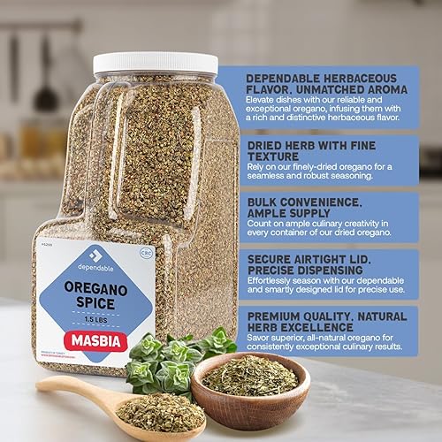 Miniatura 5 de Dependable Food Condimento de orégano  Tarro de 1.5 libras  a granel, kosher, hojas de orégano 100% naturales para chefs, restaurantes, ideal para