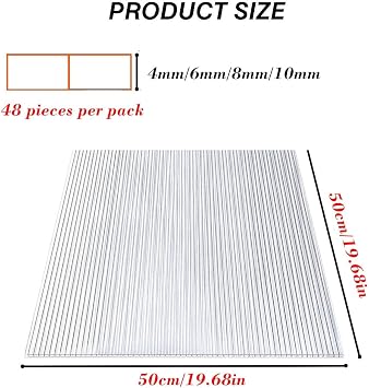 48 Double-Layer Polycarbonate Greenhouse Roofing Sheets, Replacement for Outdoor Greenhouses(Clear,50X50cm-6mm)