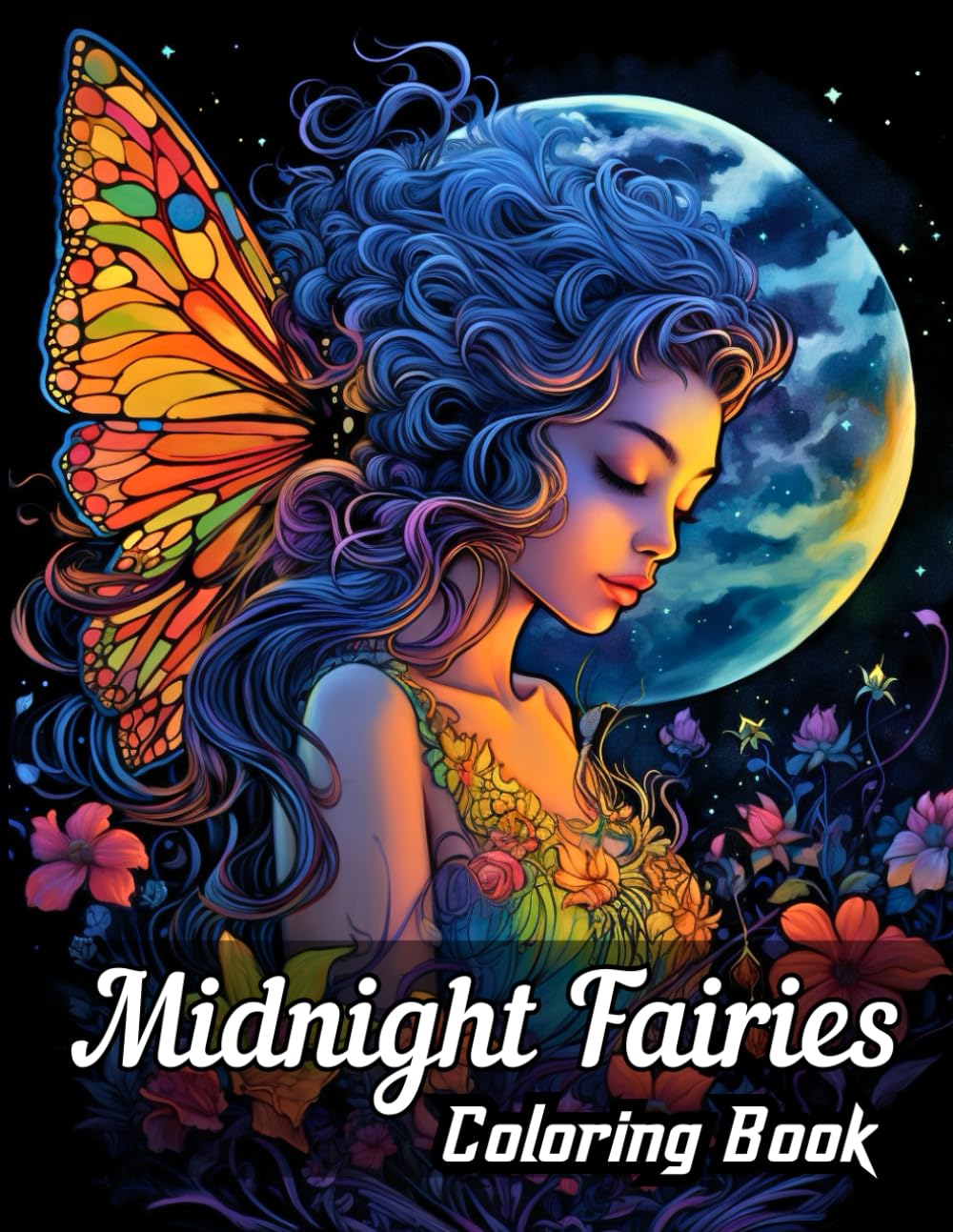 Midnight fairies coloring book: Beautiful and magical fairies coloring book for kids and adults relaxation and fun.