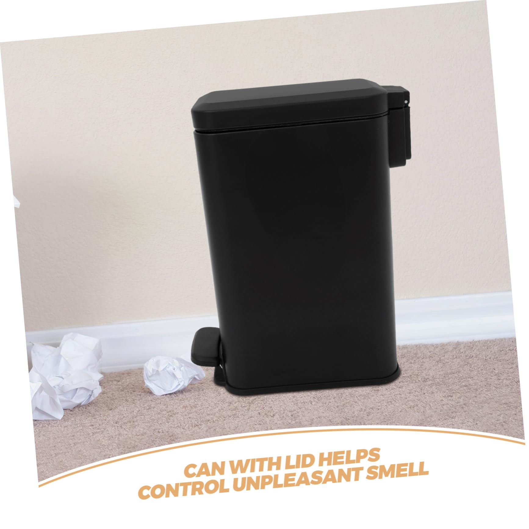 SEWACC Papelera Pedal Acero Inoxidable con Tapa y Base Delgada Cubo Basura Manos Libres para Oficina y Hogar Diseño Antiolor para Espacios Reducidos