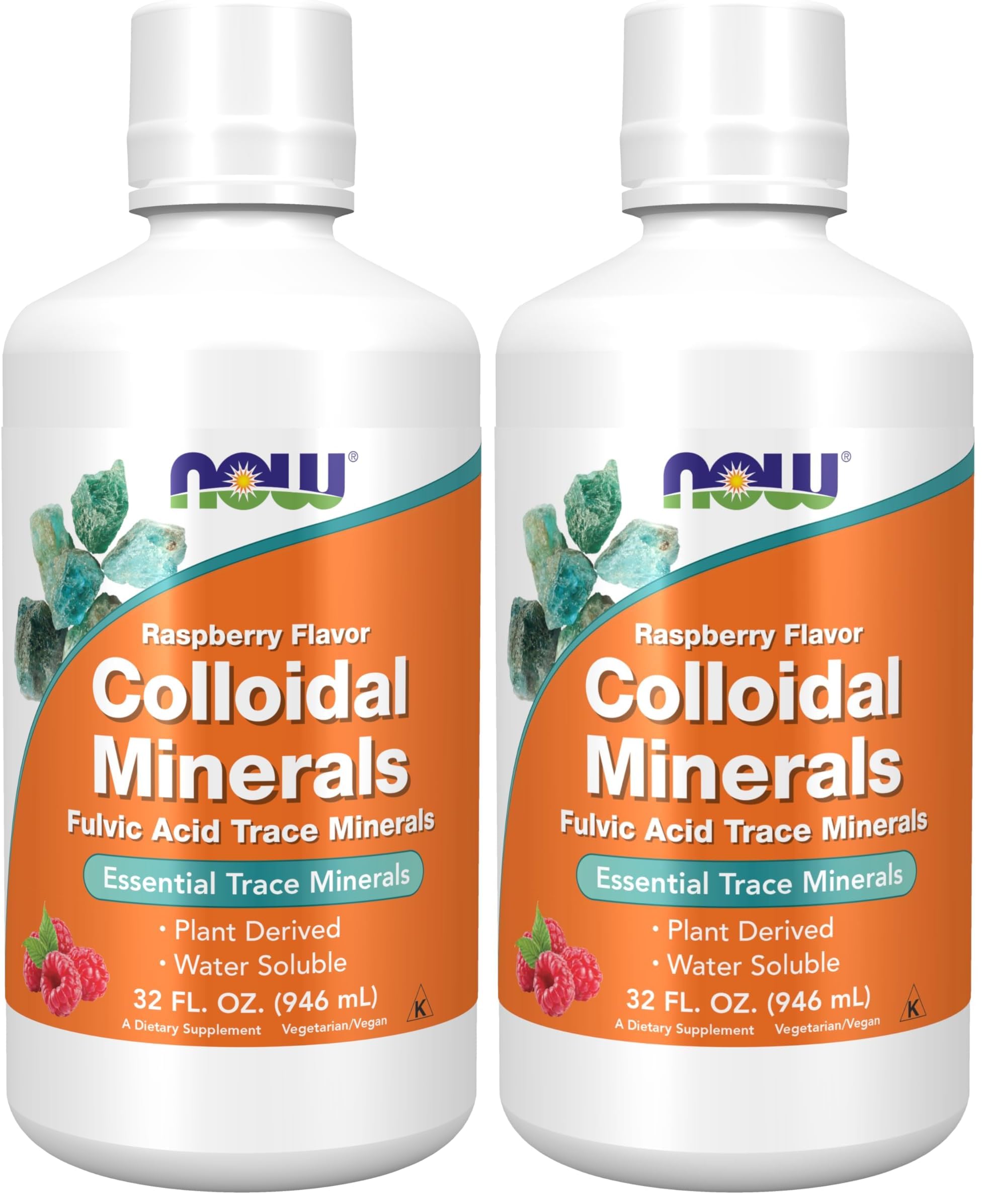 NOW Foods Supplements,Colloidal Minerals Liquid,Plant Derived,Essential Trace Minerals,Raspberry,32-Ounce,(Pack of 2) 32 Fl Oz (Pack of 2)