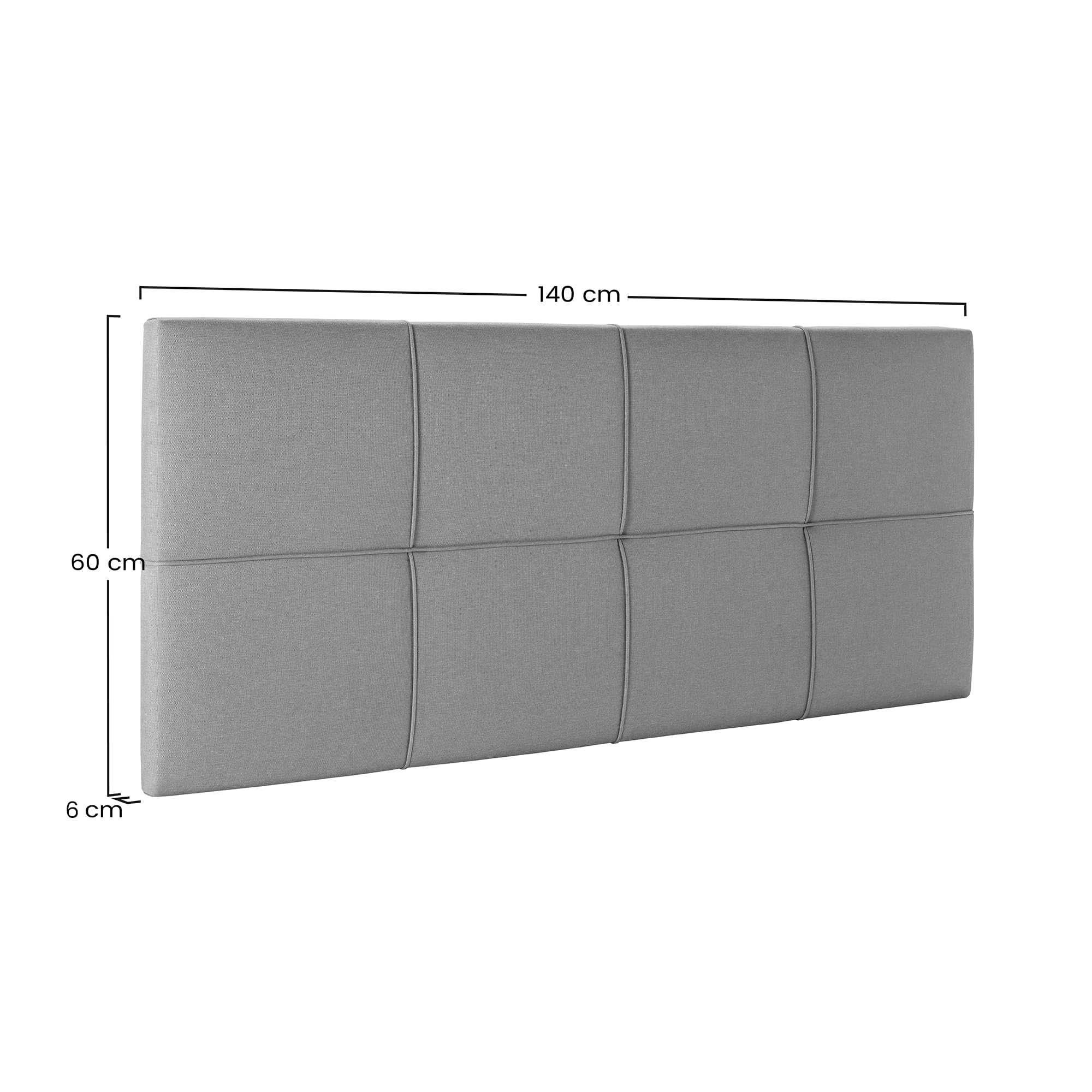 HOMN LIVING Testiera Sicilia Rivestita in Tessuto Grigio 140x60 cm, comprensiva di ferramenta e Viti