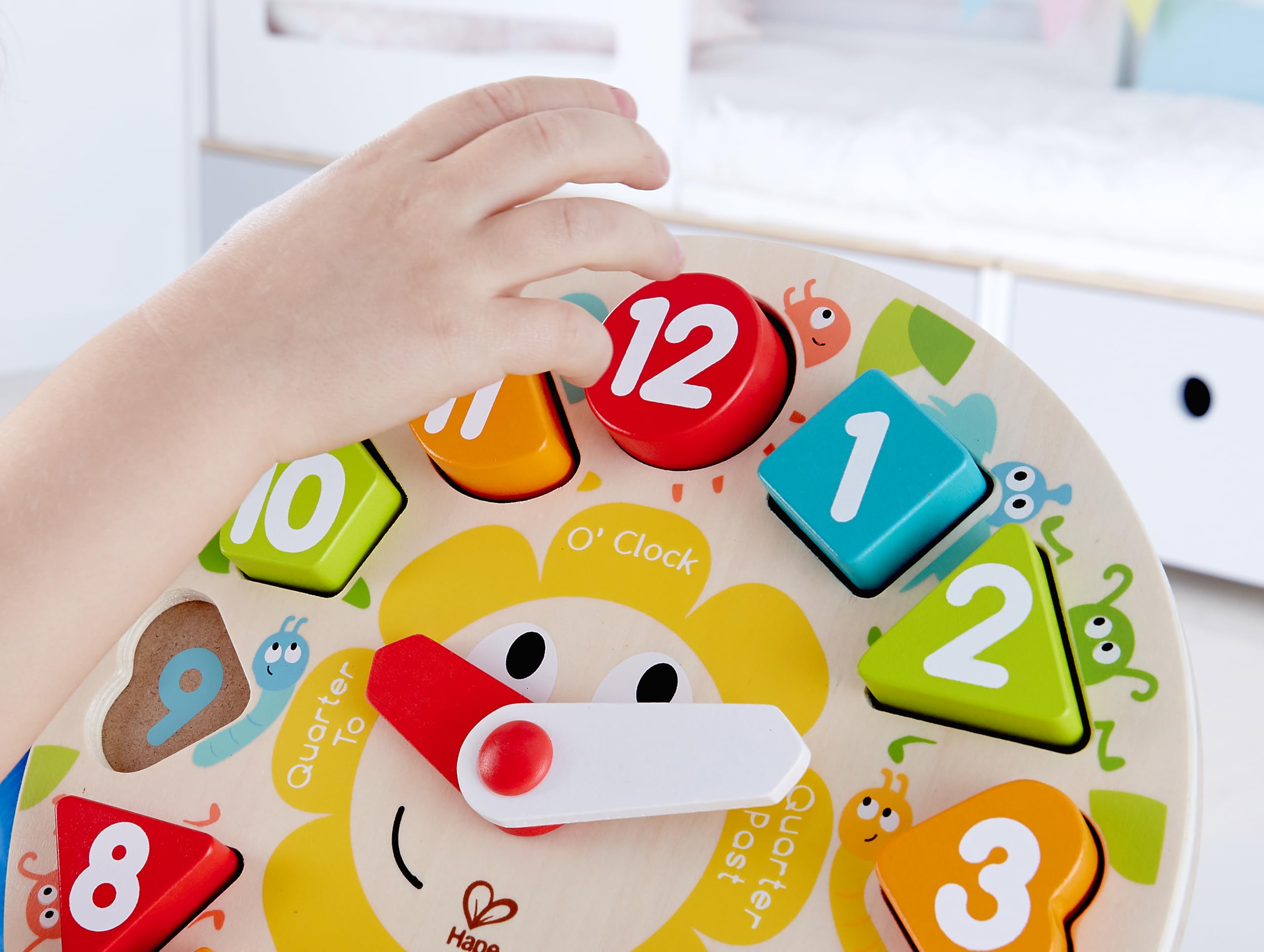 Hape Puzzle Orologio Incastro in Legno - Impara a Leggere l’Ora con Forme e Colori, Gioco Educativo per Bambini