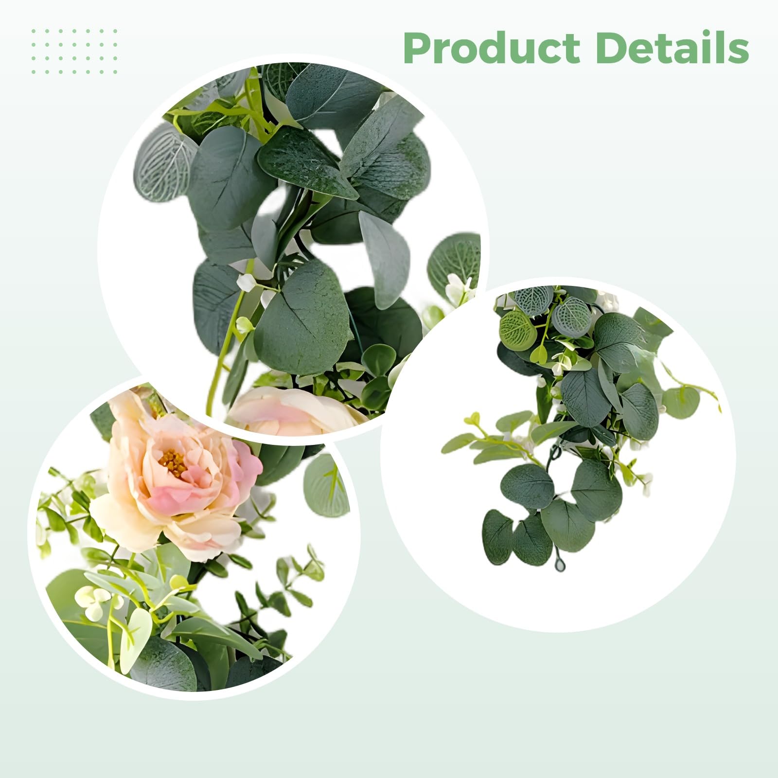 3 Stück Rosen-Girlande, 180 cm lang, künstliche Eukalyptus-Ranken mit üppigem Grün und realistischen Adern, biegsame Blumengirlande für Hochzeit, Heimdeko, Party-Hintergründe