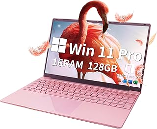 Fsjun Laptop【Win11 Pro/MS Office2019】 15.6 inch IPS FHD Display, 12th Gen Alder Lake N95 CPU (Up to 3.4Ghz), 16GB RAM, 128GB NVME SSD, USB3.0 x2, Backlit KB,(Rose Gold,16G+128GB)