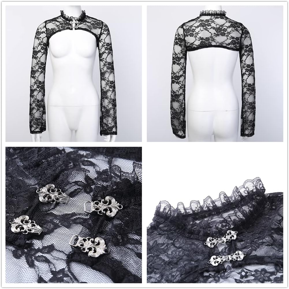 Goth Shrug Black Gothic Victorian Shrugs Crop Top For Women - Image 4