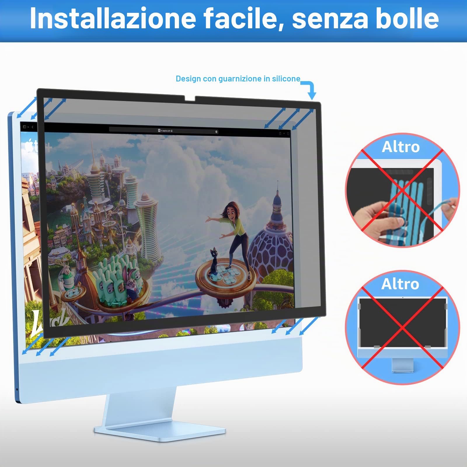 ZOEGAA Filtro privacy rimovibile per iMac da 24 pollici (2021-2024, chip M1, M3, M4), schermo privacy del monitor del computer per iMac 24" e filtro anti-spia anti riflesso luce blu