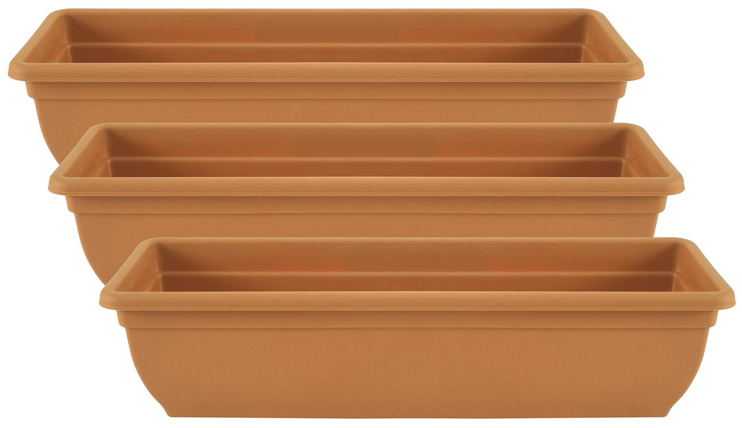 Muddy Hands Set of 3-60cm Long Terracotta Trough Plant Pot Plastic Planter Indoor Home Outdoor Garden Window Herb Flower Box