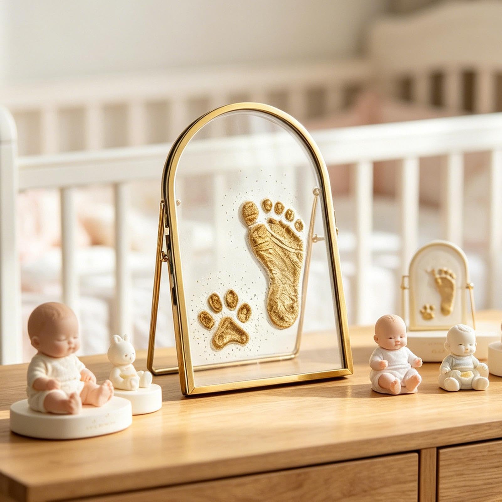 Baby- und -Andenkenrahmen, Sand, Hand- und Fußabdruck-Set, Katzen- und Hundepfotenabdruck-Set, personalisierbar für Duschen