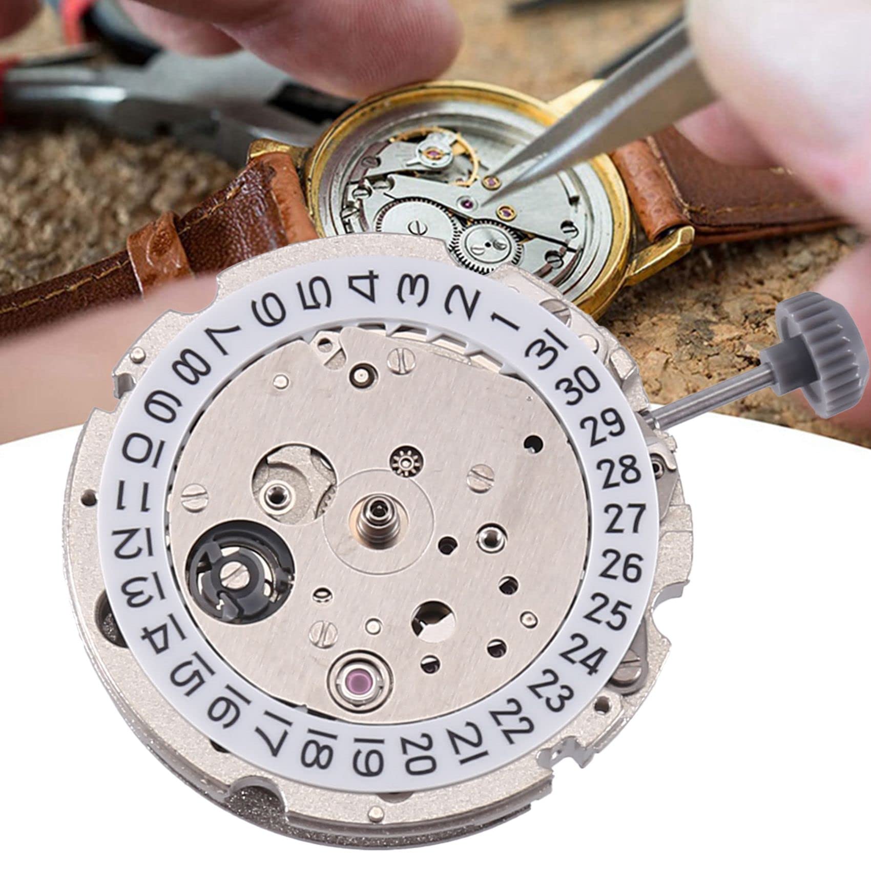 1 Stück 21 Schmuck Mechanisches Automatikwerk 3 Stunden hochpräzises Uhrwerk 8215 Metalluhr Silber