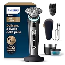 Philips Shaver i9000 Prestige, rasoio elettrico Wet & Dry, tecnologia Skin IQ, triplo sistema di sollevamento e taglio, doppie lame di precisione in acciaio 360º, styler per barba, modello XP9202, 33