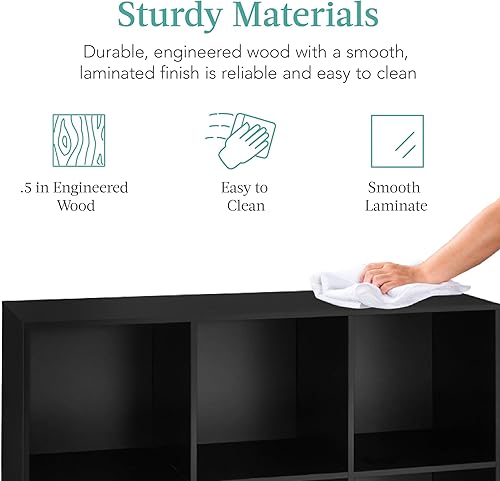 Miniatura 6 de Best Choice Products - Organizador de almacenamiento de 6 cubos, apertura de 13.5 pulgadas, estantería, estante de exhibición, personalizable con 3