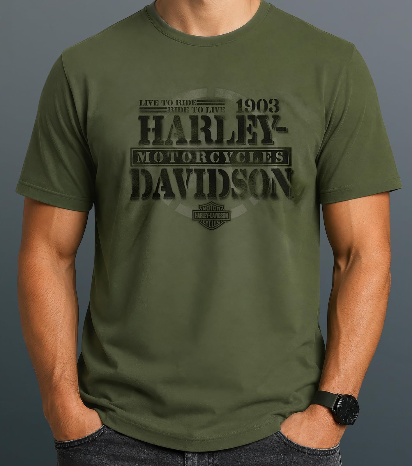 Harley-Davidson Militare, esclusivo Overseas Tour, Military Honor, Maglietta da uomo con licenza Harley