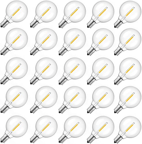 Brightown Bombillas LED de repuesto G40, bombilla de plástico de globo inastillable de 1 W para base de tornillo de candelabro E12 o C7, bombillas