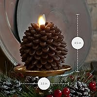 Vista 5 de Luminara Pinecone - Velas sin llama, con acabado marrón tiza, figuras de cono de pino, velas LED sin perfume, funcionan con pilas, con temporizador