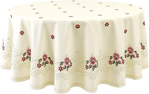 Wewoch - Mantel rectangular de poliéster, con estampado floral decorativo en rojo, resistente a las manchas y a prueba de derrames. Mantel para