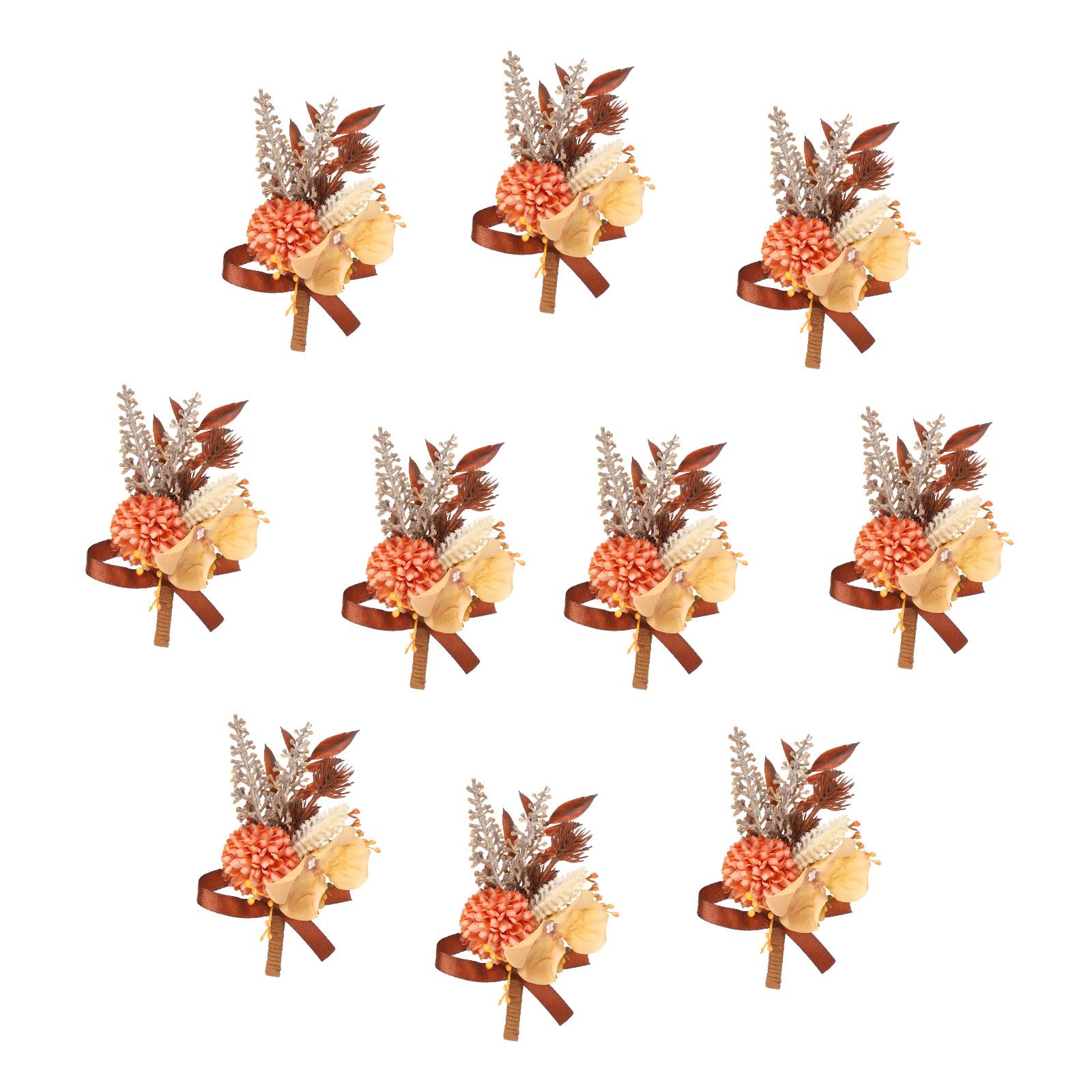 Boutonnières orange pour homme Lot de 10 fleurs de poche avec épingles pour mariage et fêtes