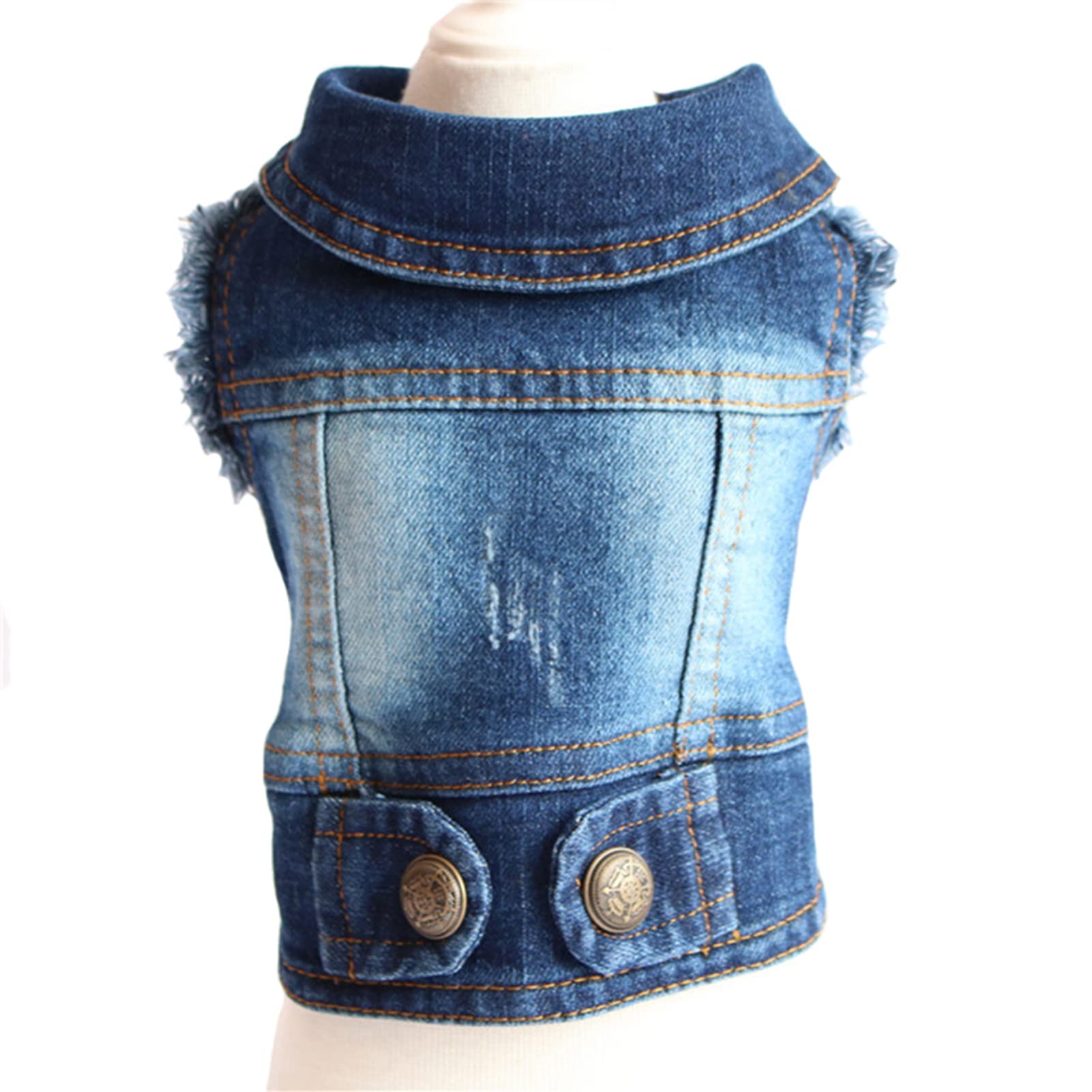 TENGZHI Dog Jean Jacket Puppy Denim T-Shirt Machine Washable Dog Clothes for Small Medium Dogs Pets and Cats (Blue, Medium) — image 1