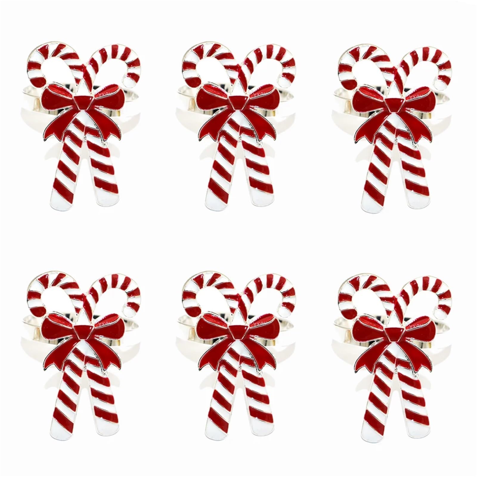 Usohjz Silver 6Pcs Christmas Bow Napkin Rings