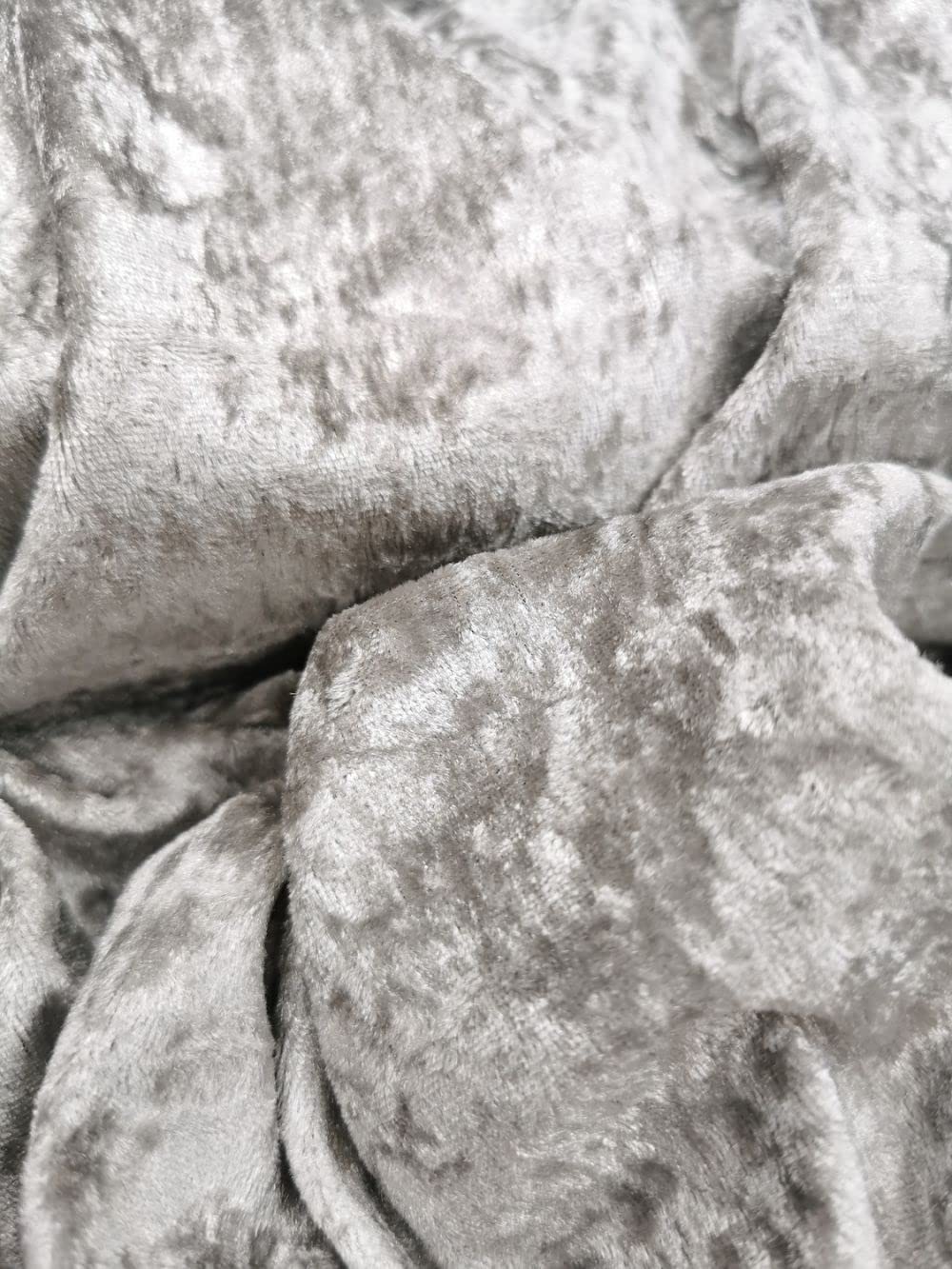 Pastel Shades Crushed Velvet Fabric Light Colours Shiny Crushed Velvet Velour Stretchy/Stretch Material (Fat Quarter (48cm x 58cm), Silver)