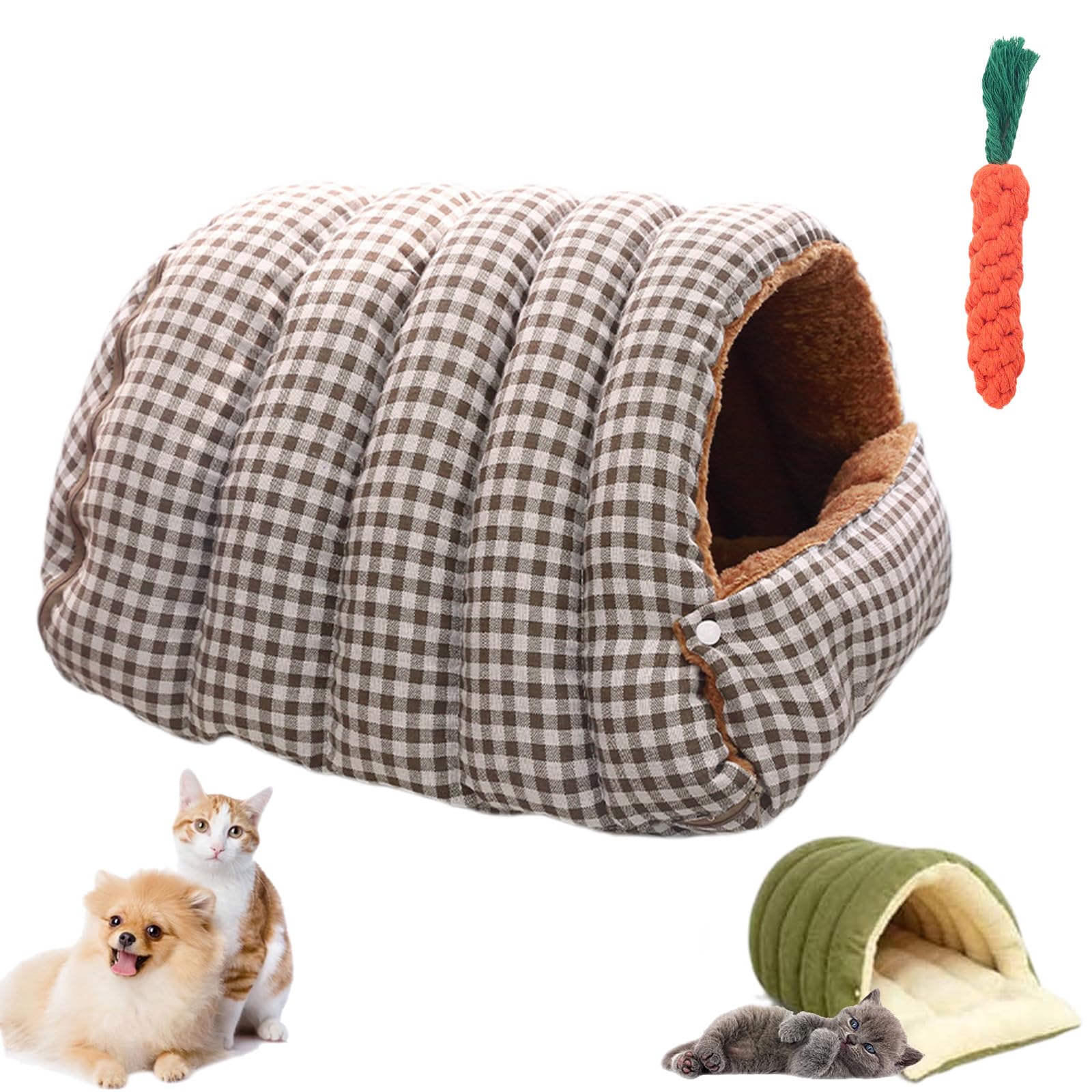 Cozy Monster Cat Bed, Indoor Cats Bed – Cave Style Cozy Hideaway, Cat Cave Tent with Removable Cushion, Dual-Purpose Dog Nests, for Cats, Small Dogs (B,L:57 * 37 * 28cm)