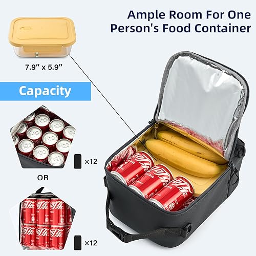 Miniatura 3 de Lonchera aislada con correa ajustable para el hombro, lonchera para mujeres y hombres, lonchera portátil reutilizable para oficina, trabajo, picnic