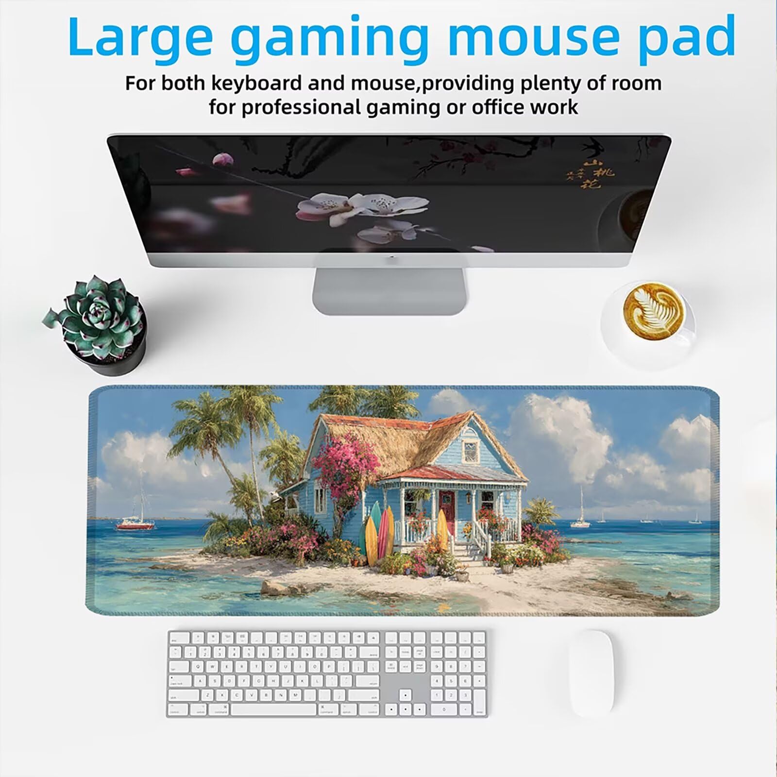 Podkładka pod mysz XXL Podkładka pod mysz Biurko 1500x800mm Ulepszona dokładność i szybkość Podkładka pod mysz, antypoślizgowa gumowa podstawa Zszyte krawędzie Trwałe Wygodne Biuro, Kabina z widokiem