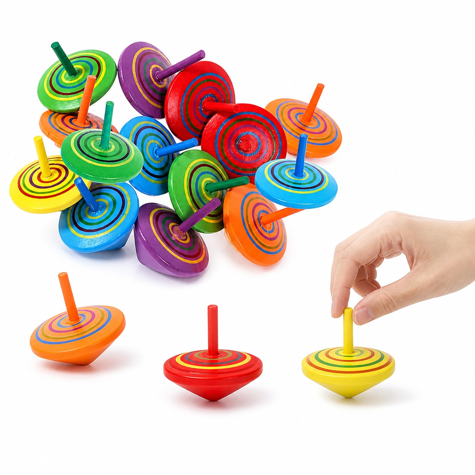 30PCS Wooden Spinning Tops Random Color
