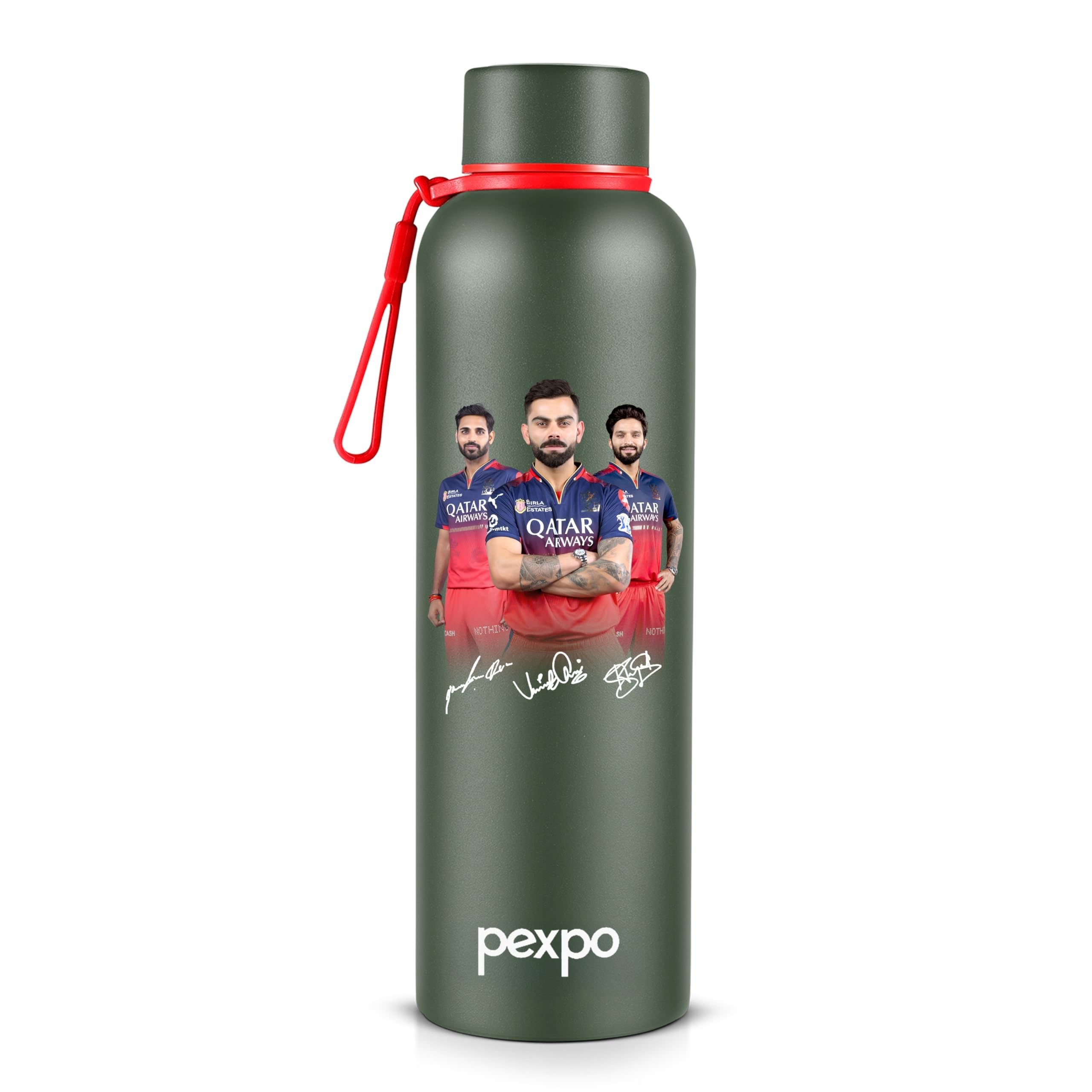 Go24 pexpo Water Bottle 700ml Stainless Steel | Hot and Cold Flask | ISI Certified Steel Bottle | Three Layer Insulation | Leakproof | for Home, Office | 2-Year Warranty |Bravo| Military Green
