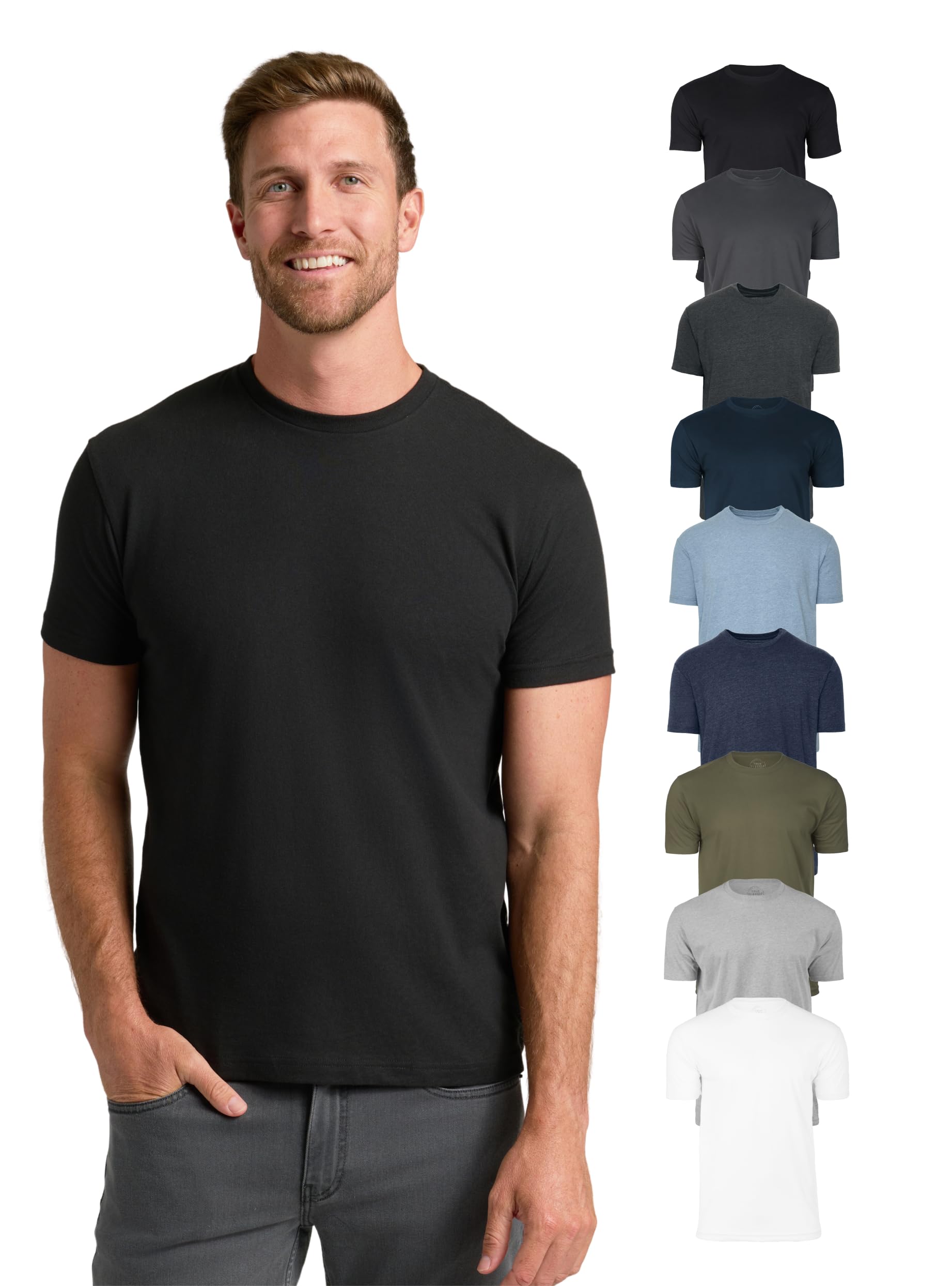 9 Pack, Men's Short Sleeve Crew Neck T-Shirt