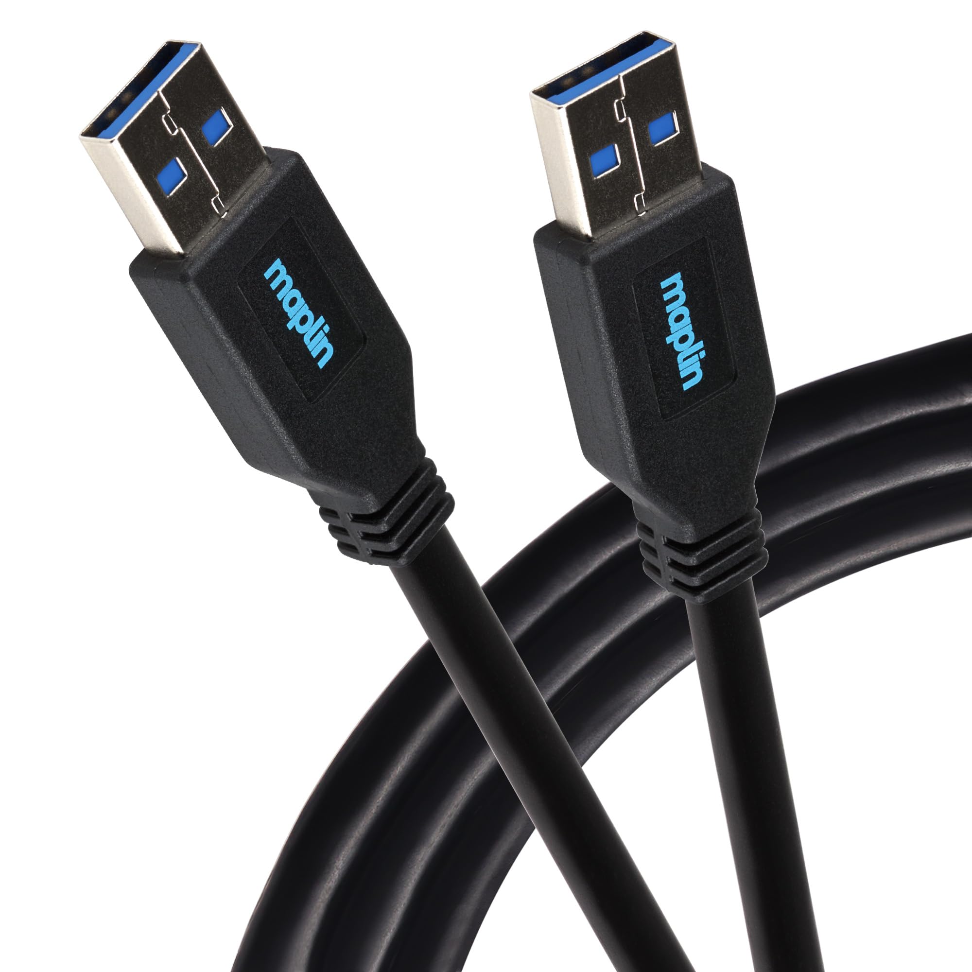 Maplin USB-A Male to USB-A Male Cable V3.0 5Gbps Charge and Data 3m Black