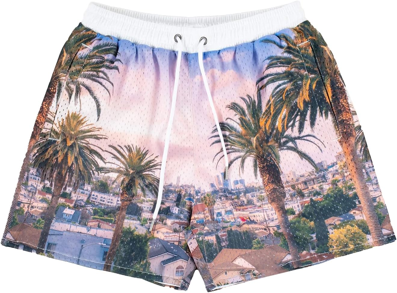 BOOMLEMON Mens Mesh Graphic Print Shorts Casual Fashion Cool Shorts Retro Active Gym Streetwear Short Pants