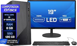 Computador Blue PC Completo Intel core i3 (6ª geração) 8GB SSD 480GB Monitor 19" LED HD - Teclado Mouse