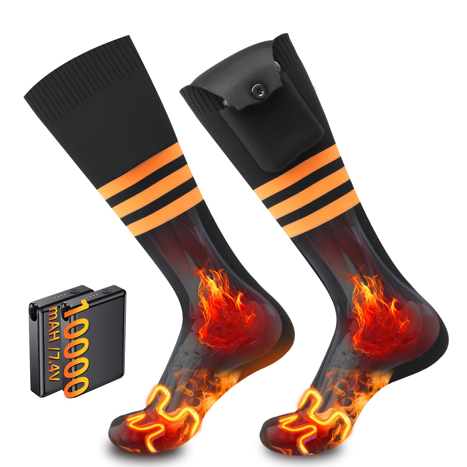 Chaussettes chauffantes avec Batterie 10000 mAh pour Hommes et Femmes | Chaussures Électriques Chaudes 7.4V | 4 Niveaux 