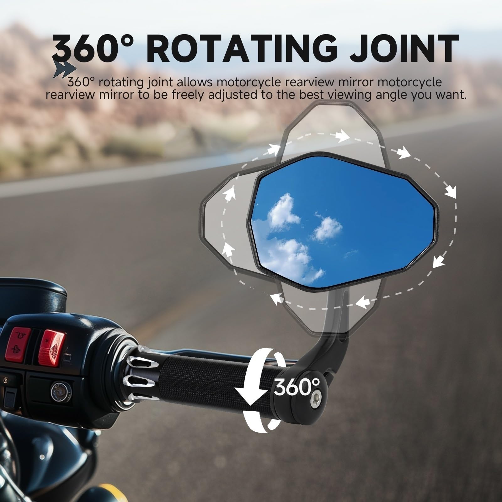Moto Lusterko końcówkowe kierownicy Pasuje Do Kierownicy Pasuje Do Yamaha 7/8 Cala 22 Mm Lusterko Boczne Kierownica Motocykla Koniec Uniwersalny Lusterko wsteczne do Motocykla