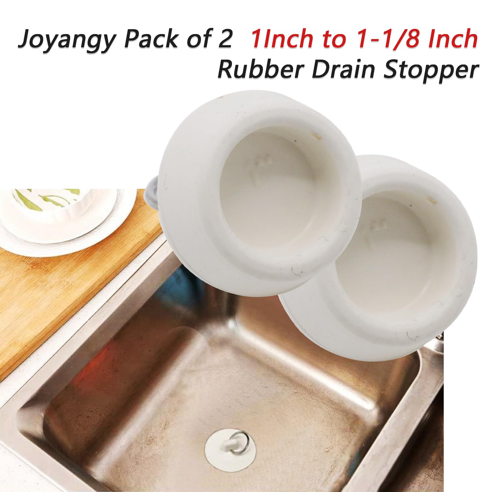 Pack Of 2 Rubber Drain Stoppers - Universal 1.75 To 1.875 Inch Sink & Tub Plug