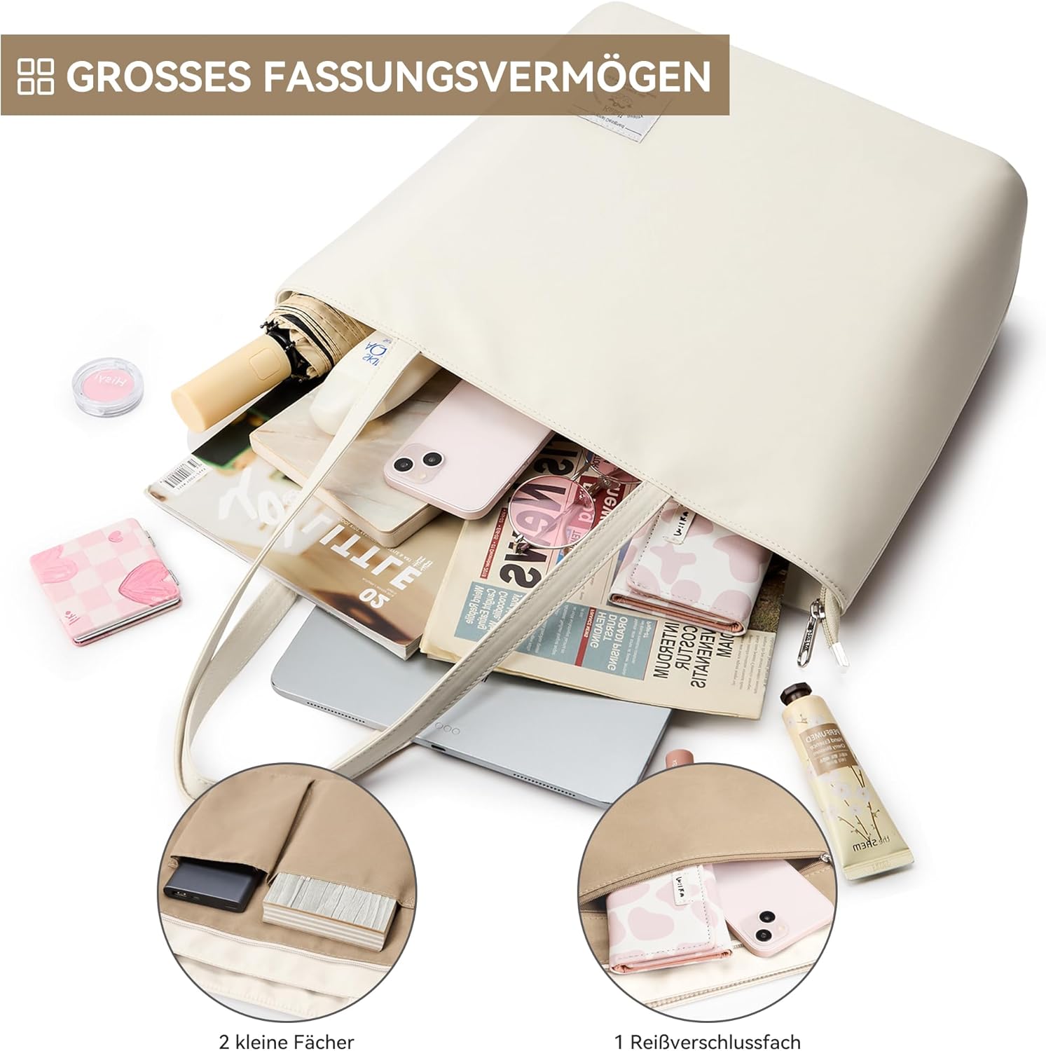 KALIDI Tote Bag for Women Large Waterproof Shoulder Bag Zipper Casual Hobo Handbag Work Shopping Lightweight - Image 4