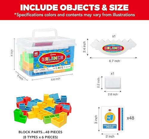 Miniatura 2 de iYuePeng 48 piezas de juegos de mesa para niños y adultos, juguetes apilables de equilibrio de la torre Tetra, perfectos para juegos familiares,