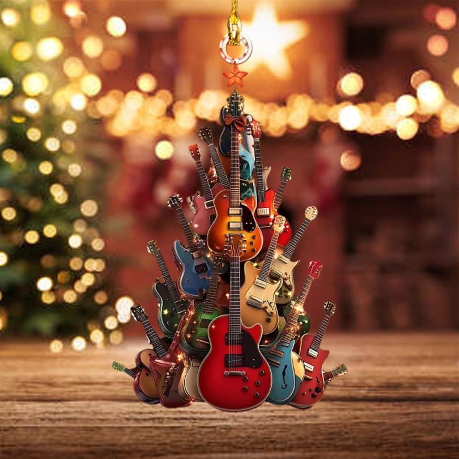 Lot De 2 Décorations De Noël En Forme De Guitare Acrylique - Ornements Pour Sapin - Idéal Pour Musiciens Et Amateurs