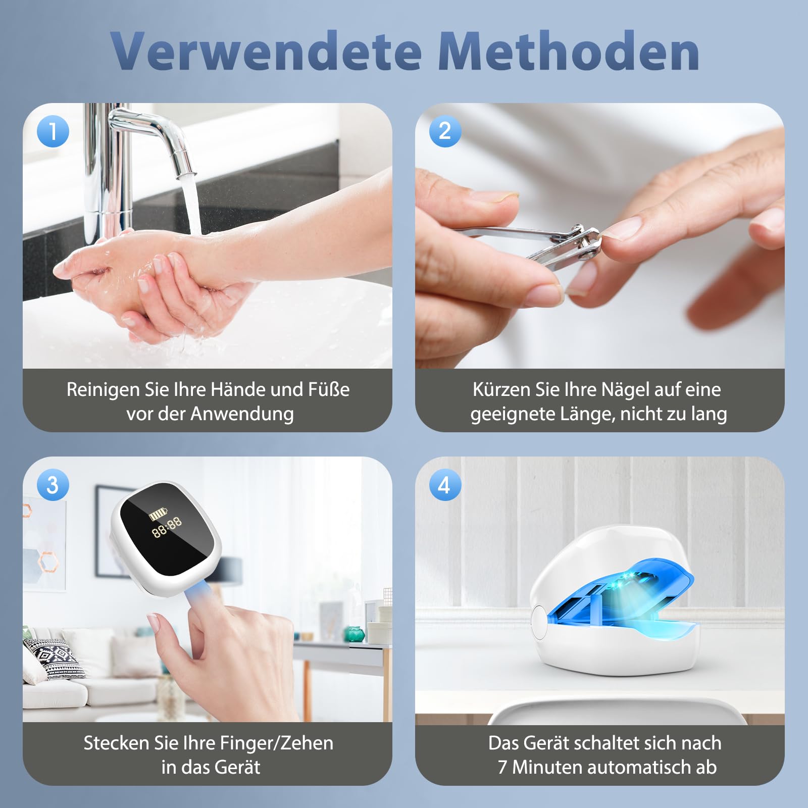Podoclear Nagelpilz Lasergerät 470 nm blaues Licht 910 nm Infrarotlicht tragbares Behandlungsgerät digitaler Anzeige