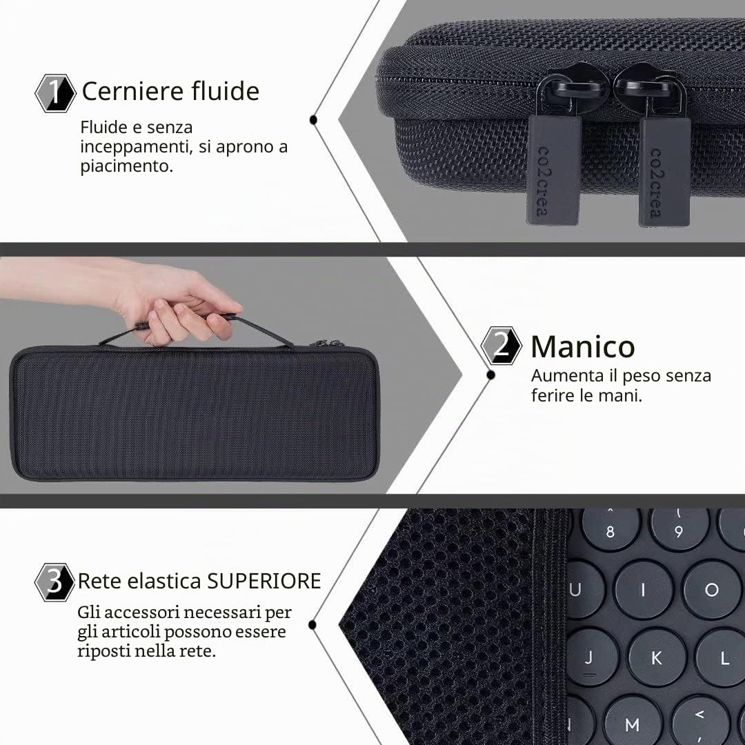 co2CREA Custodia rigida da viaggio rigida per Logitech K380/Pebble Keys 2 K380s Tastiera senza fili e Pebble Mouse 2 M350s /M350 Mouse Combo(non contiene set tastiera/mouse)