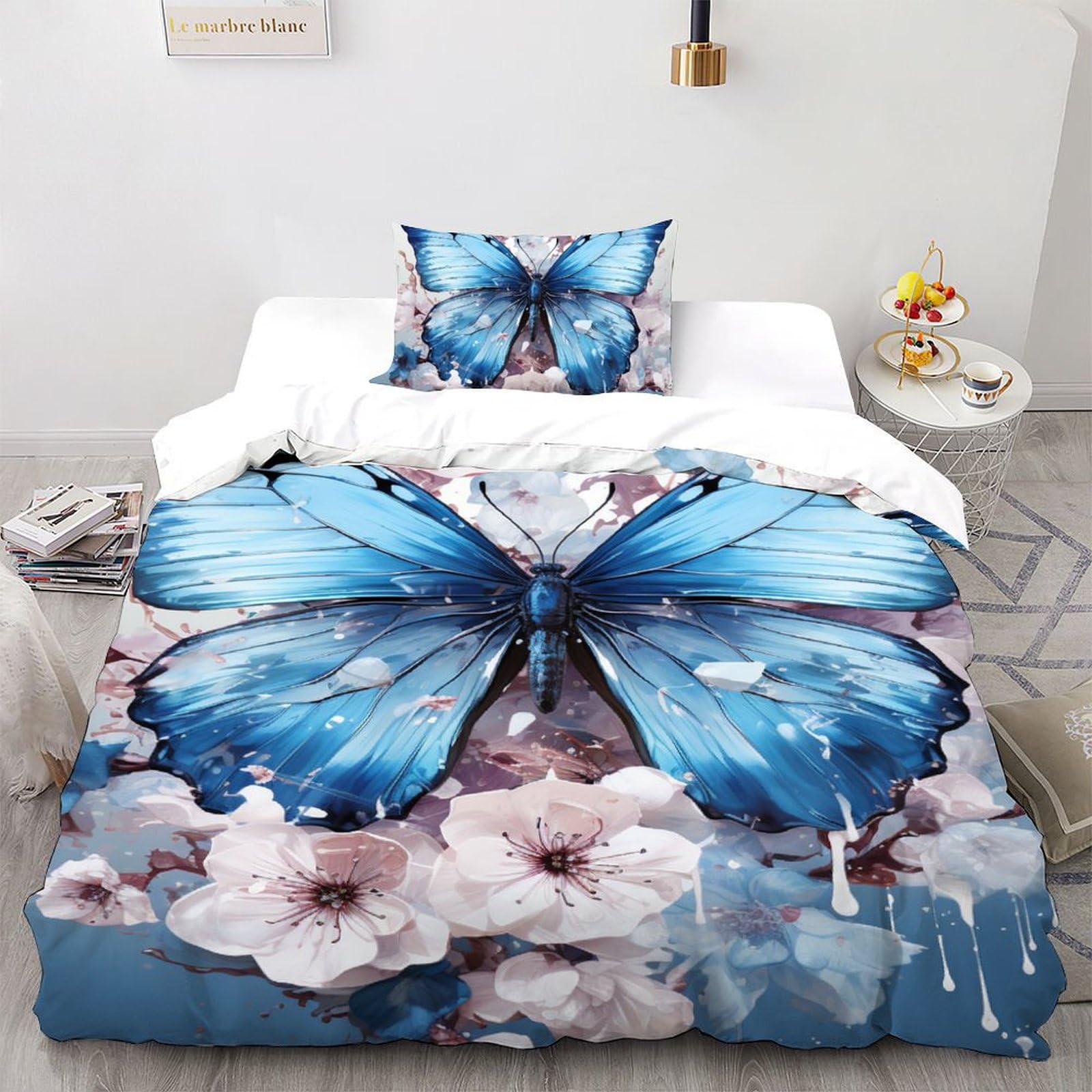 Housse de couette 2 pièces parure de couette animal printed couvre-lit 135x200cm