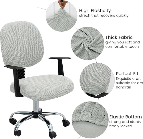 Vista 79 de MIFXIN Funda elástica elástica para silla de computadora, 2 piezas, de punto, universal, para silla de computadora, protector de muebles