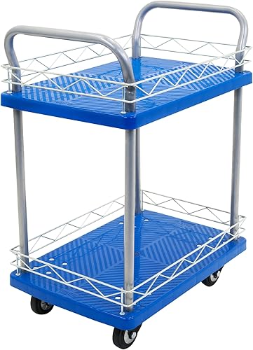 JORESTECH Carro de plataforma Dolly Warehouse Moving Push Hand Truck (rueda de goma de 2 pisos de 330 libras)