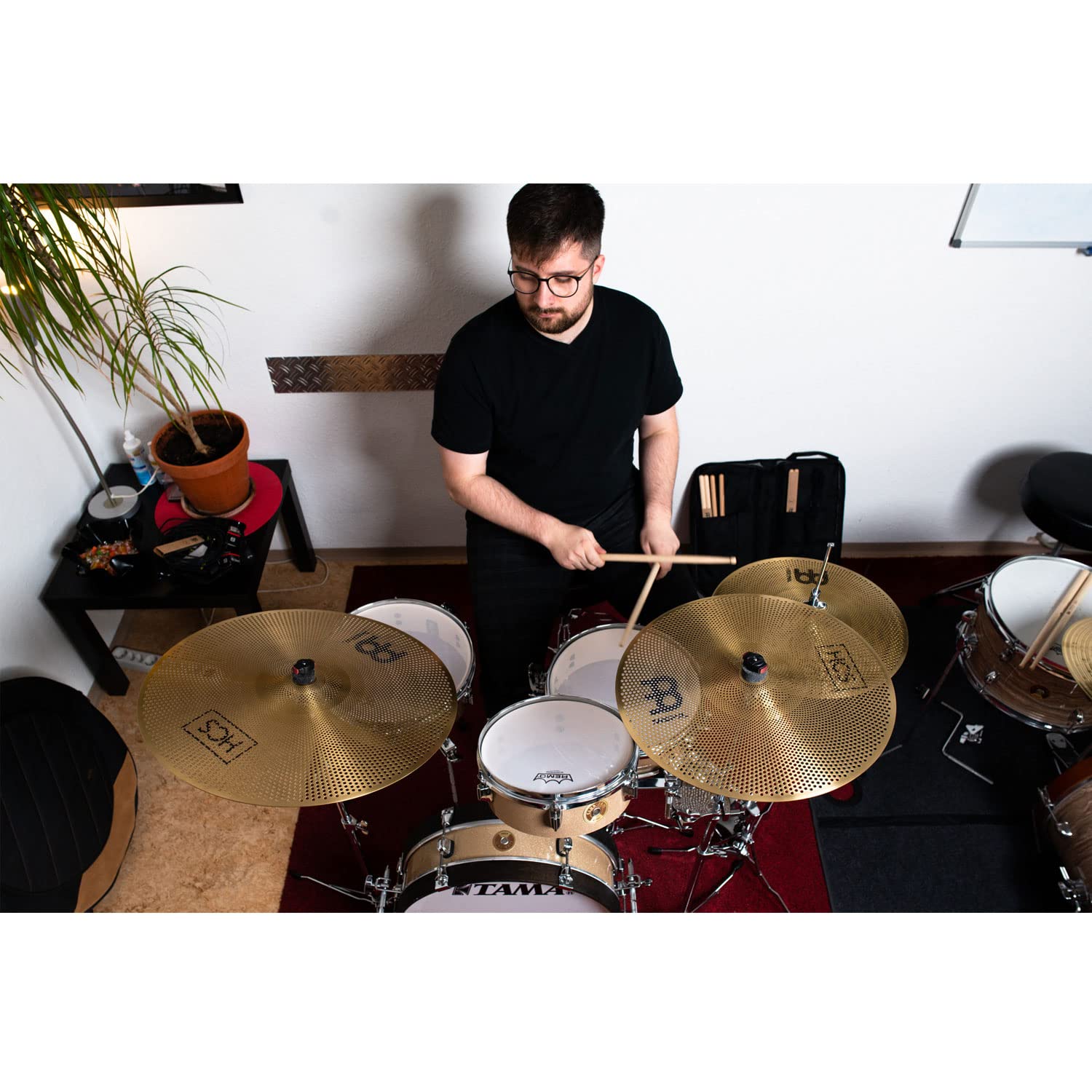 Meinl P-HCS141620 Übungsbecken Set leise Schlagzeug-Becken + keepdrum Drumsticks