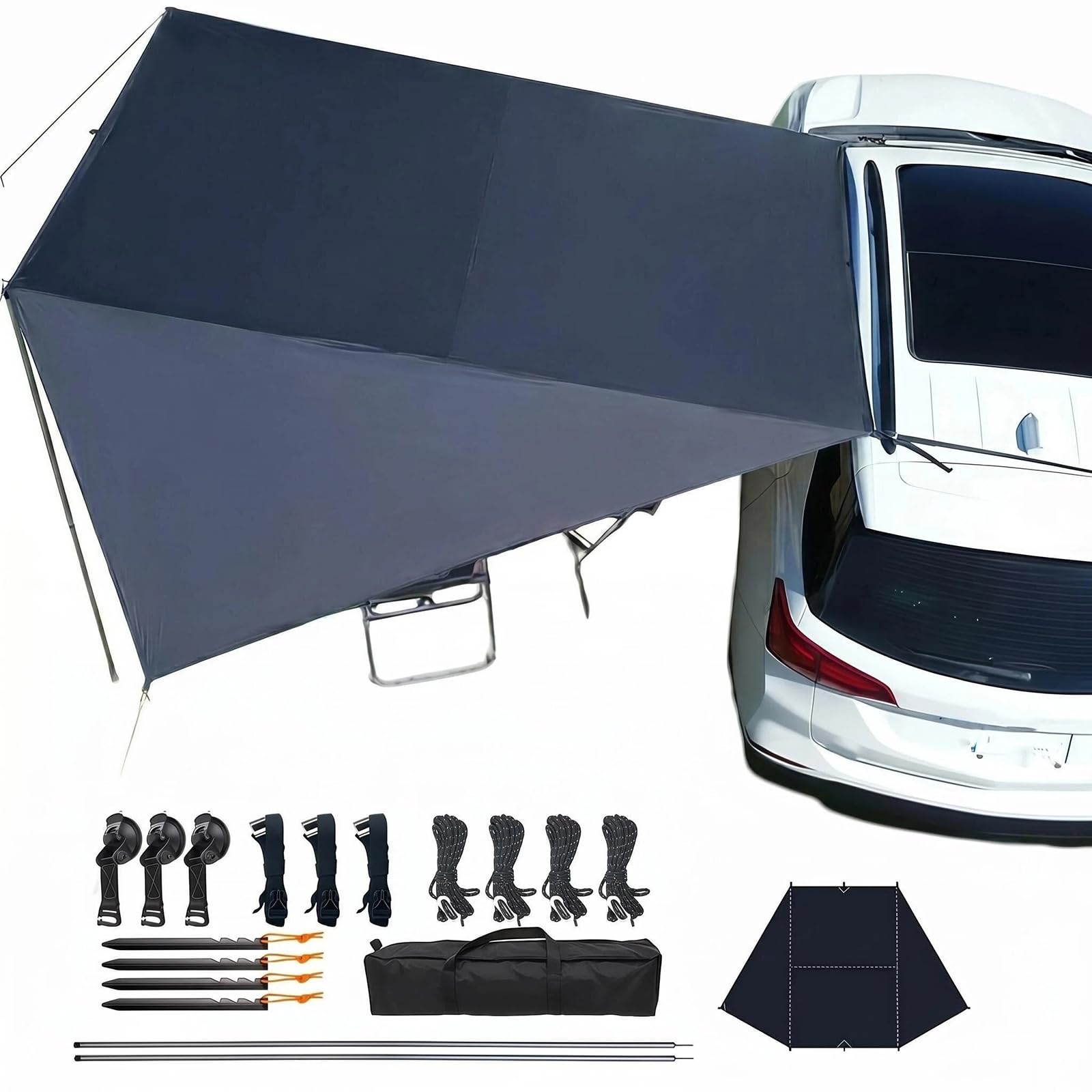 Toldo Impermeable para Coche, toldo para Caravana, toldo Lateral de Coche, portaequipajes de Techo, para Coche, Furgonetas, caravanas, todoterrenos, Color Blanco