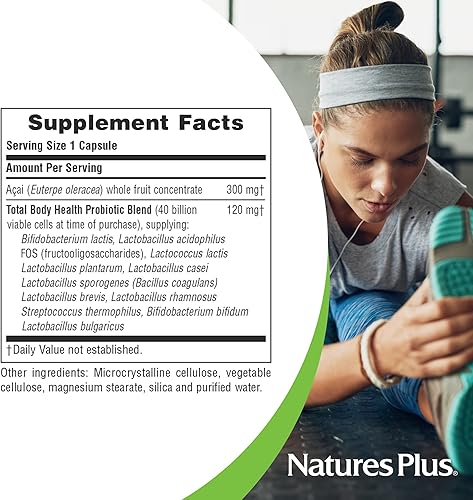 Miniatura 5 de NaturesPlus Ultra Probióticos - Suplemento digestivo de máxima fuerza - Salud corporal e intestinal - Probióticos intestinales y colónicos y acai