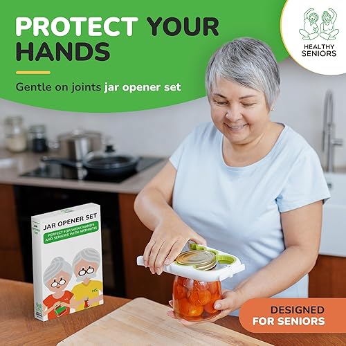 Miniatura 9 de Abridor de tarros para personas mayores con artritis, abridor de tarros fácil de girar para manos débiles, abrebotellas multifunción para manos
